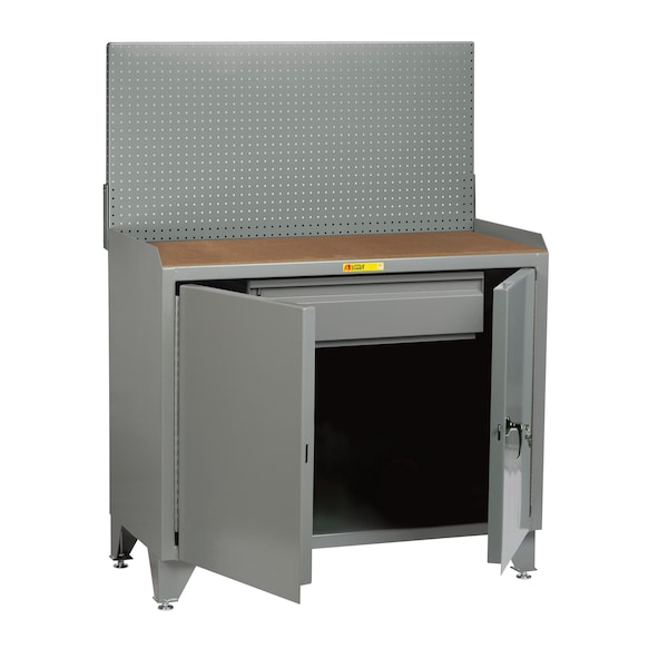 Bench Cabinet, 24" X 48", Doors, Hardboard, Pegboard Panel